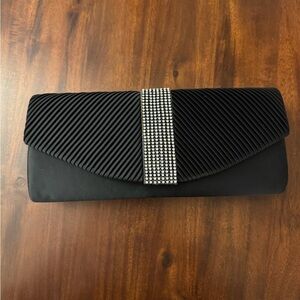 Elegant Black Clutch with Silver Accent